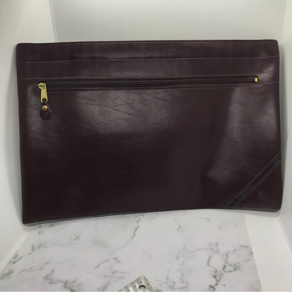Other - Vintage Burgundy Leather Document Case With Handles 11 X 17 in